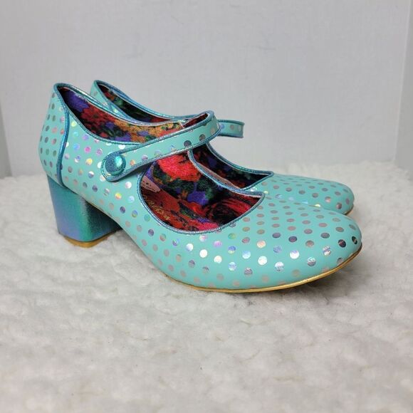 Irregular Choice  Doty For You Womens Size 10.5 Polka Dot Blue Metallic New - Picture 1 of 9